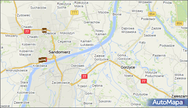 mapa Zalesie Gorzyckie, Zalesie Gorzyckie na mapie Targeo