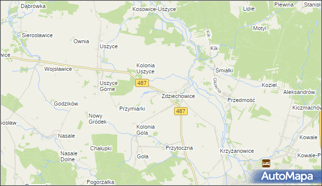 mapa Zdziechowice gmina Gorzów Śląski, Zdziechowice gmina Gorzów Śląski na mapie Targeo