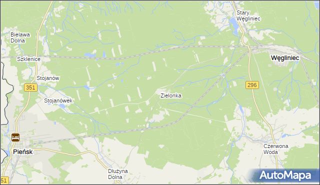 mapa Zielonka gmina Węgliniec, Zielonka gmina Węgliniec na mapie Targeo