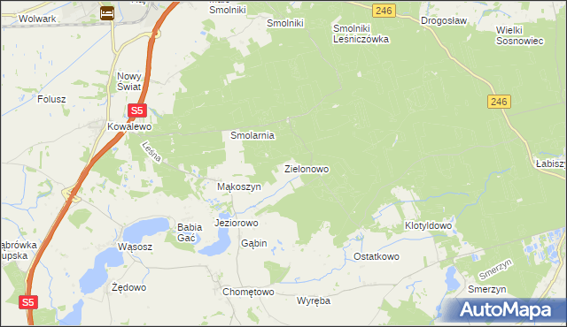 mapa Zielonowo gmina Szubin, Zielonowo gmina Szubin na mapie Targeo