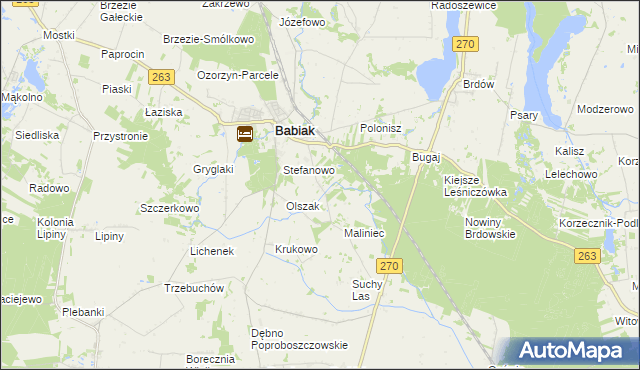 mapa Żurawieniec gmina Babiak, Żurawieniec gmina Babiak na mapie Targeo