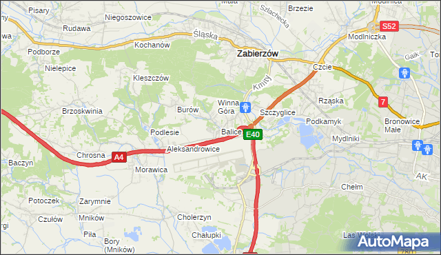 mapa Balice gmina Zabierzów, Balice gmina Zabierzów na mapie Targeo