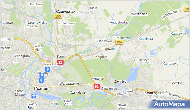 mapa Bogucin gmina Swarzędz, Bogucin gmina Swarzędz na mapie Targeo