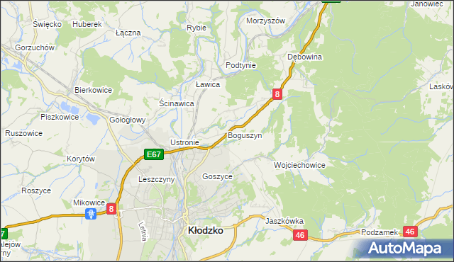 mapa Boguszyn gmina Kłodzko, Boguszyn gmina Kłodzko na mapie Targeo