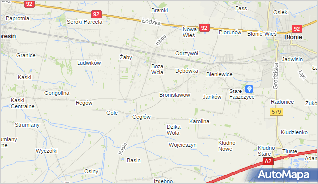 mapa Bronisławów gmina Baranów, Bronisławów gmina Baranów na mapie Targeo