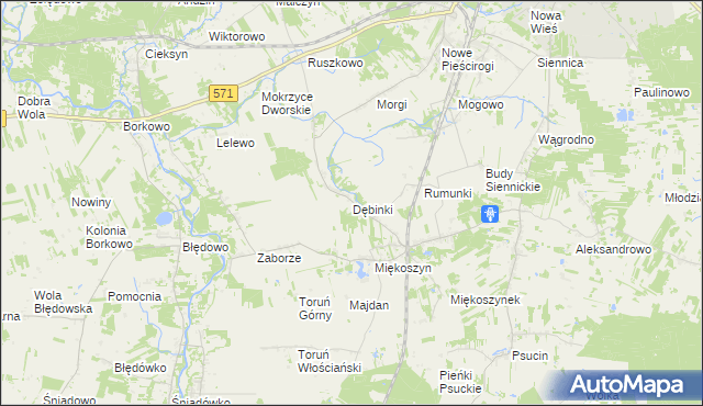 mapa Dębinki gmina Nasielsk, Dębinki gmina Nasielsk na mapie Targeo