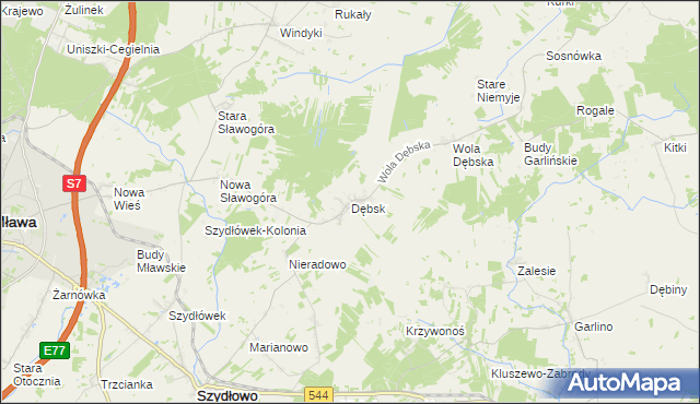 mapa Dębsk gmina Szydłowo, Dębsk gmina Szydłowo na mapie Targeo