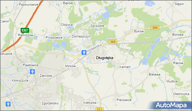 mapa Długołęka powiat wrocławski, Długołęka powiat wrocławski na mapie Targeo