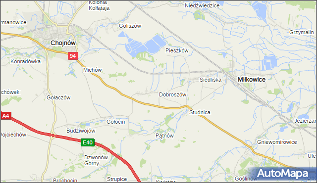 mapa Dobroszów gmina Chojnów, Dobroszów gmina Chojnów na mapie Targeo