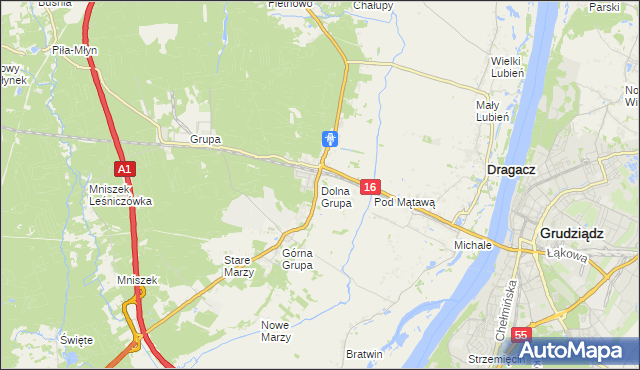 mapa Dolna Grupa, Dolna Grupa na mapie Targeo