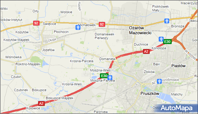 mapa Domaniew gmina Brwinów, Domaniew gmina Brwinów na mapie Targeo