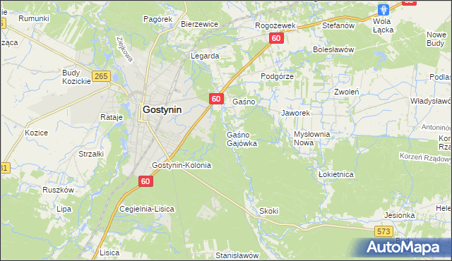 mapa Gaśno Gajówka, Gaśno Gajówka na mapie Targeo