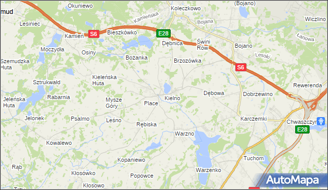 mapa Kielno gmina Szemud, Kielno gmina Szemud na mapie Targeo