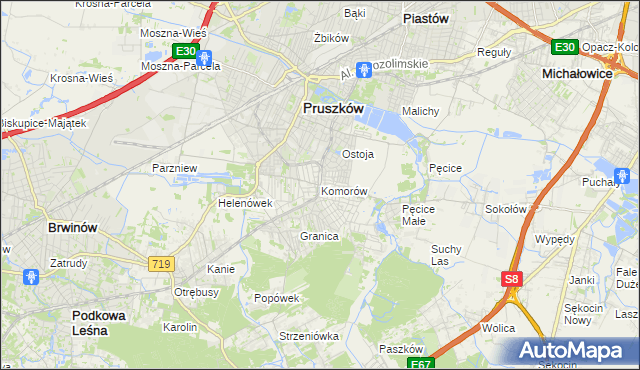 mapa Komorów gmina Michałowice, Komorów gmina Michałowice na mapie Targeo