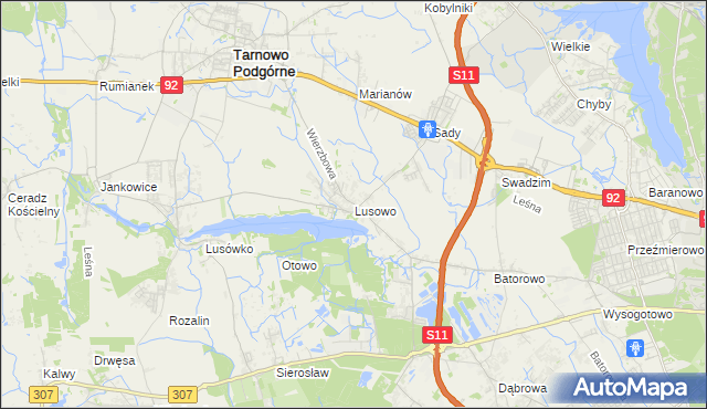 mapa Lusowo, Lusowo na mapie Targeo