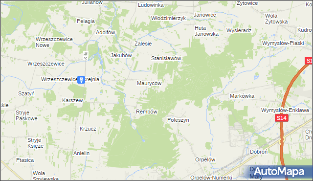 mapa Marianów gmina Wodzierady, Marianów gmina Wodzierady na mapie Targeo