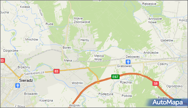 mapa Męcka Wola, Męcka Wola na mapie Targeo