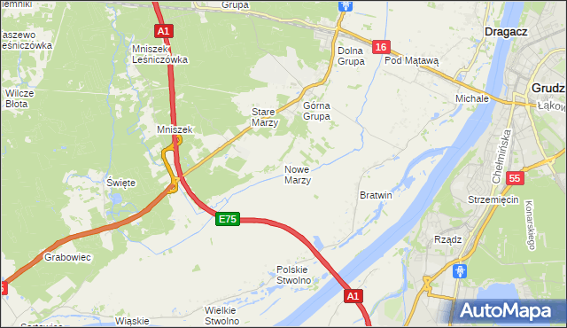 mapa Nowe Marzy, Nowe Marzy na mapie Targeo