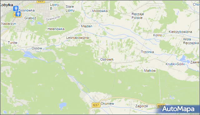 mapa Ostrowik gmina Poświętne, Ostrowik gmina Poświętne na mapie Targeo