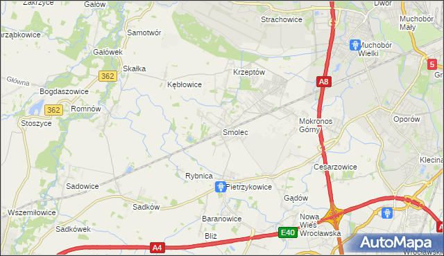 mapa Smolec, Smolec na mapie Targeo