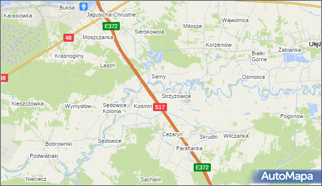 mapa Strzyżowice gmina Żyrzyn, Strzyżowice gmina Żyrzyn na mapie Targeo