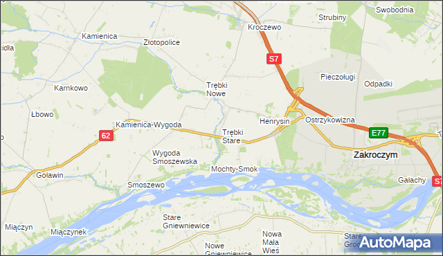 mapa Trębki Stare, Trębki Stare na mapie Targeo