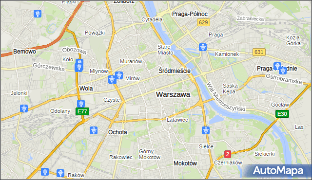 mapa Warszawy, Warszawa na mapie Targeo