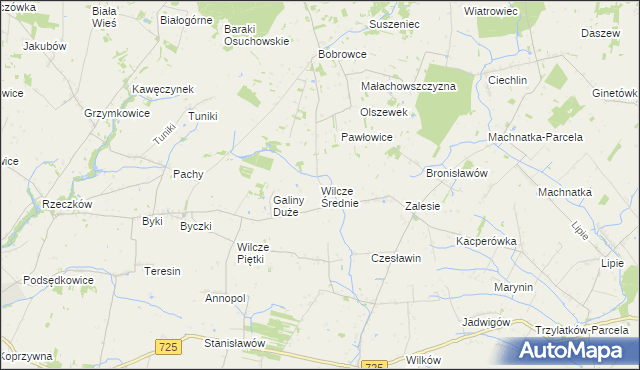 mapa Wilcze Średnie, Wilcze Średnie na mapie Targeo