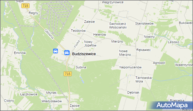 mapa Adamów gmina Budziszewice, Adamów gmina Budziszewice na mapie Targeo