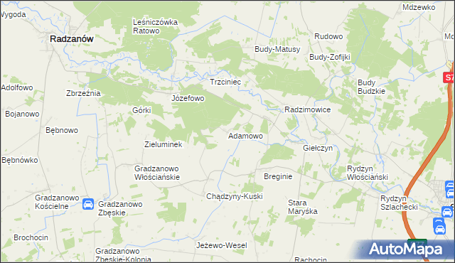 mapa Adamowo gmina Strzegowo, Adamowo gmina Strzegowo na mapie Targeo