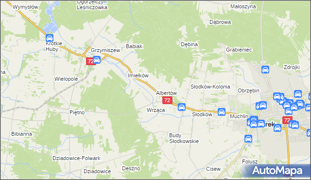 mapa Albertów gmina Turek, Albertów gmina Turek na mapie Targeo