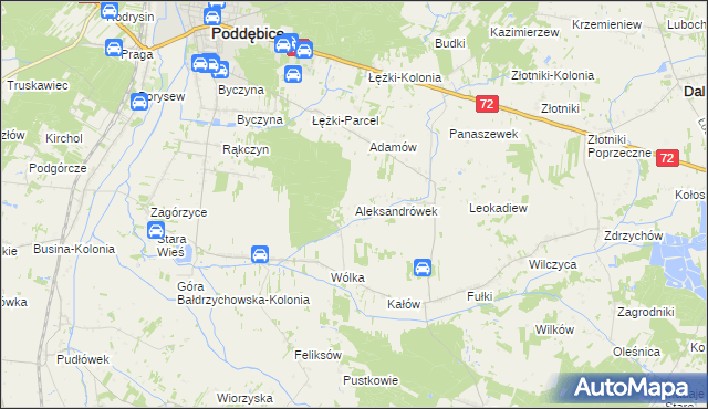 mapa Aleksandrówek gmina Poddębice, Aleksandrówek gmina Poddębice na mapie Targeo