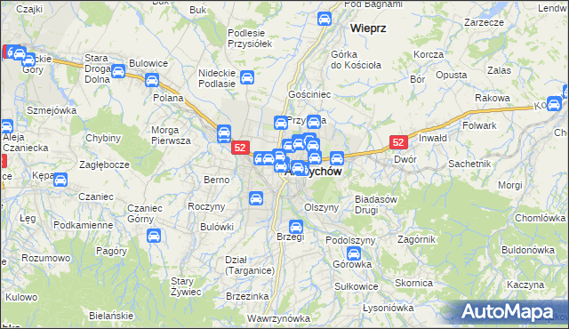 mapa Andrychów, Andrychów na mapie Targeo