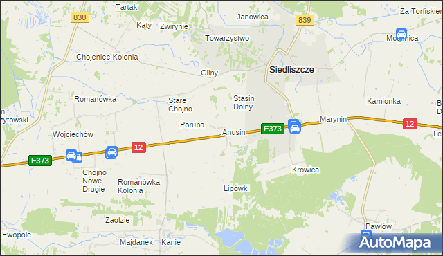 mapa Anusin gmina Siedliszcze, Anusin gmina Siedliszcze na mapie Targeo