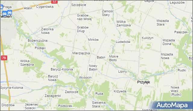 mapa Babin gmina Przyłęk, Babin gmina Przyłęk na mapie Targeo