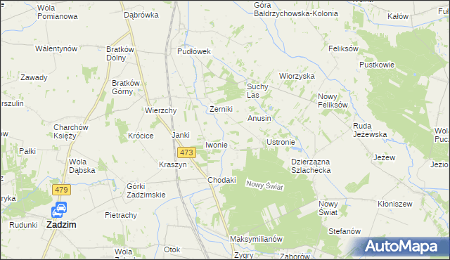 mapa Babiniec gmina Zadzim, Babiniec gmina Zadzim na mapie Targeo