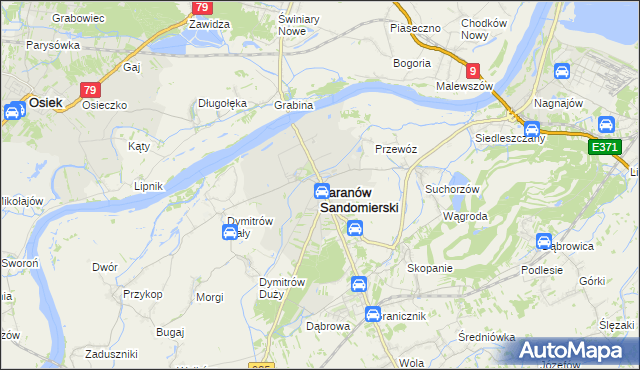 mapa Baranów Sandomierski, Baranów Sandomierski na mapie Targeo