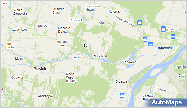 mapa Baryczka gmina Przyłęk, Baryczka gmina Przyłęk na mapie Targeo