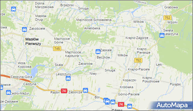 mapa Bęczków, Bęczków na mapie Targeo