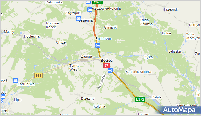 mapa Bełżec, Bełżec na mapie Targeo