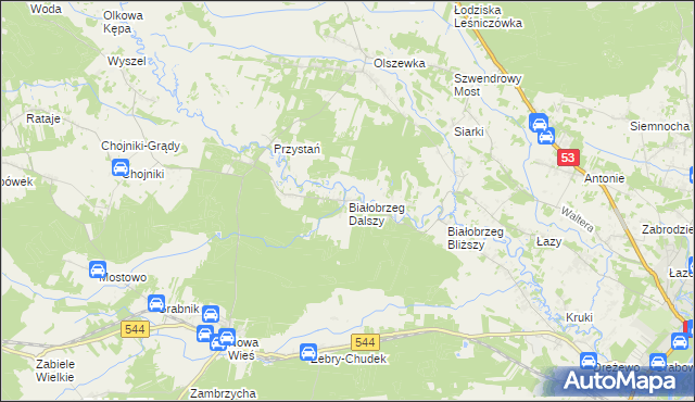 mapa Białobrzeg Dalszy, Białobrzeg Dalszy na mapie Targeo