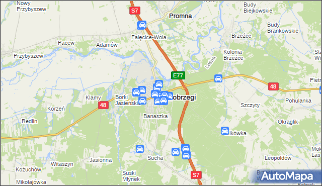 mapa Białobrzegi, Białobrzegi na mapie Targeo