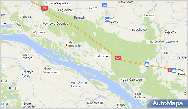 mapa Białobrzegi gmina Bodzanów, Białobrzegi gmina Bodzanów na mapie Targeo