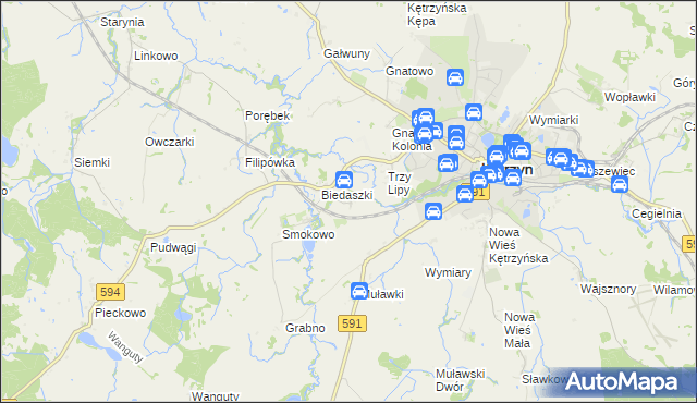 mapa Biedaszki Małe, Biedaszki Małe na mapie Targeo