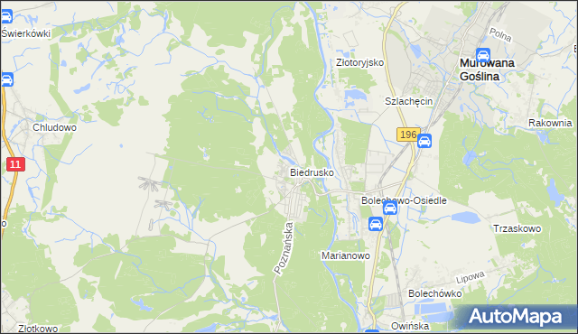 mapa Biedrusko, Biedrusko na mapie Targeo