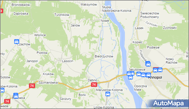 mapa Biedrzychów gmina Ożarów, Biedrzychów gmina Ożarów na mapie Targeo