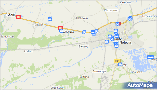 mapa Bielawy gmina Nakło nad Notecią, Bielawy gmina Nakło nad Notecią na mapie Targeo