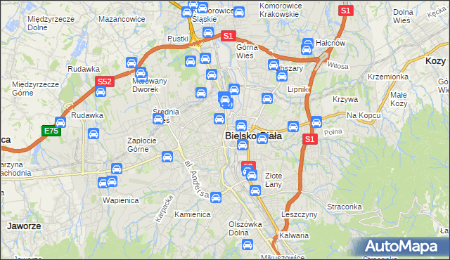 mapa Bielsko-Białej, Bielsko-Biała na mapie Targeo