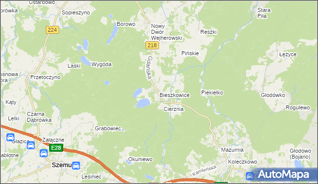 mapa Bieszkowice, Bieszkowice na mapie Targeo