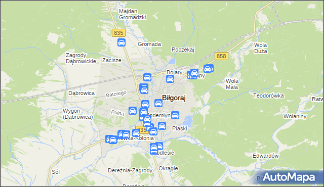 mapa Biłgoraj, Biłgoraj na mapie Targeo